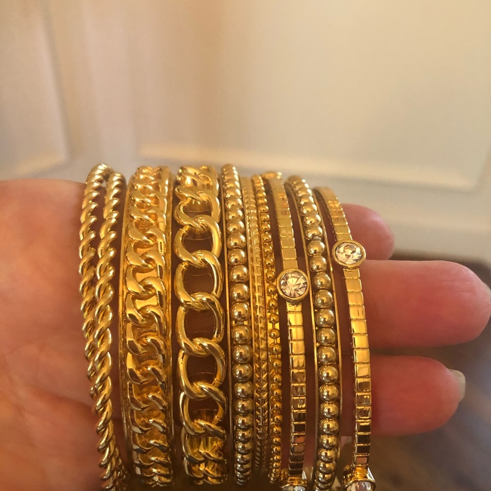 Gold plated bangle bracelets (lot of ten)